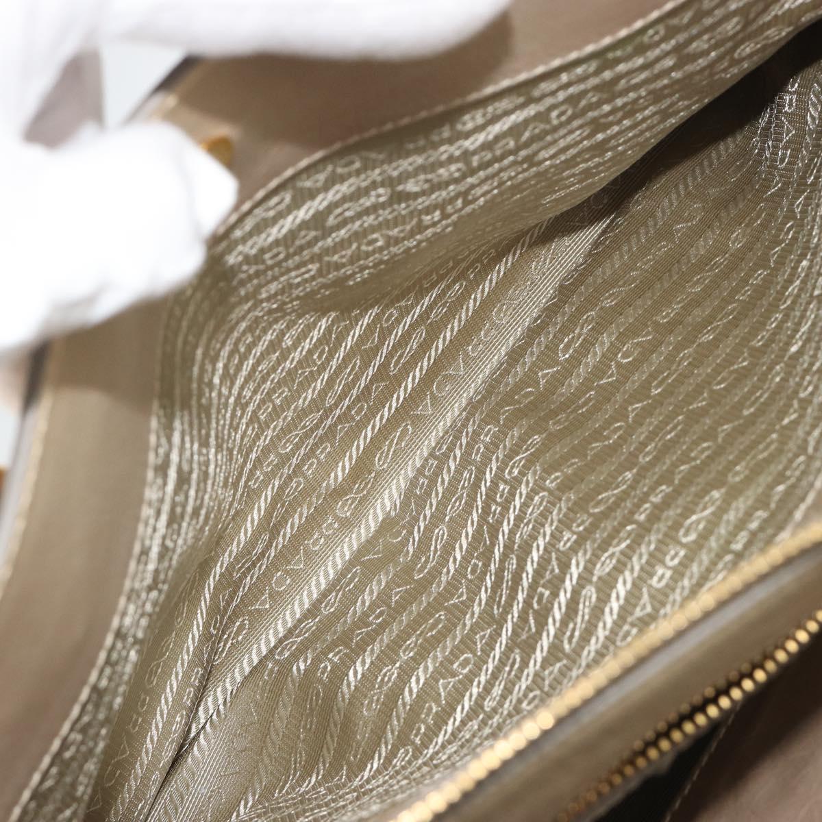 PRADA Hand Bag Leather 2way Beige Gold Auth 193894A