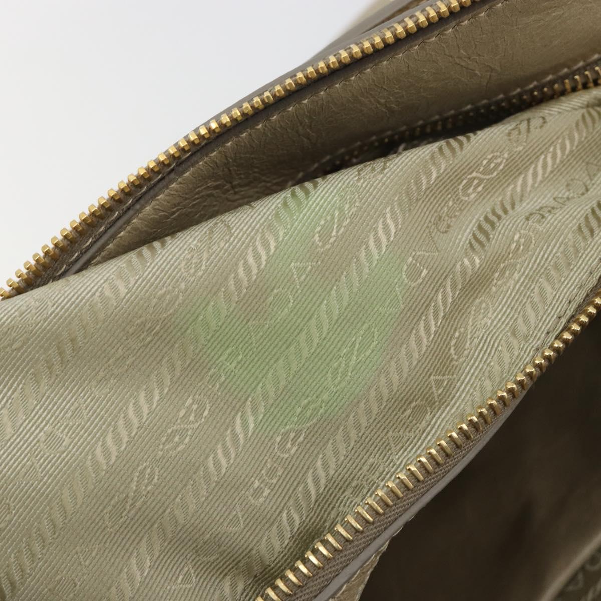PRADA Hand Bag Leather 2way Beige Gold Auth 193894A