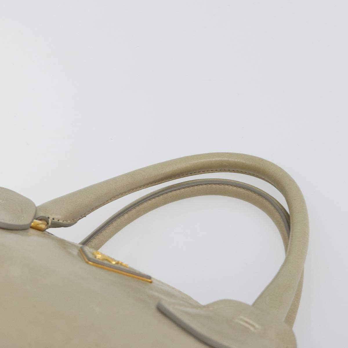 PRADA Hand Bag Leather 2way Beige Gold Auth 193894A