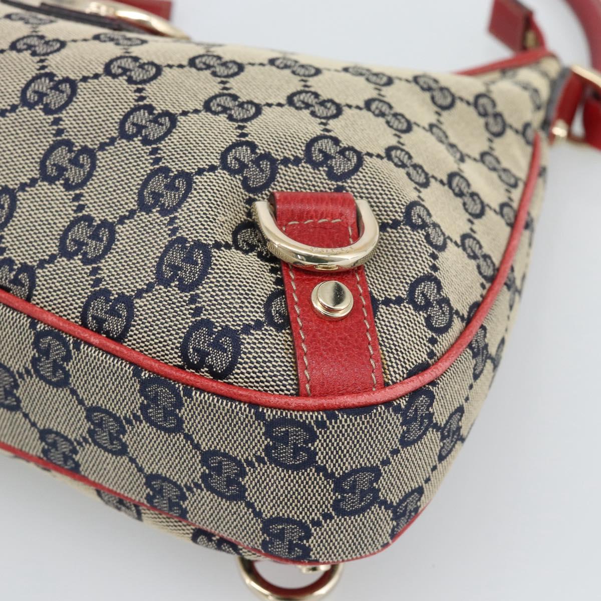 GUCCI Abbey GG Canvas Shoulder Bag Navy Gold 130738 Auth 193896V