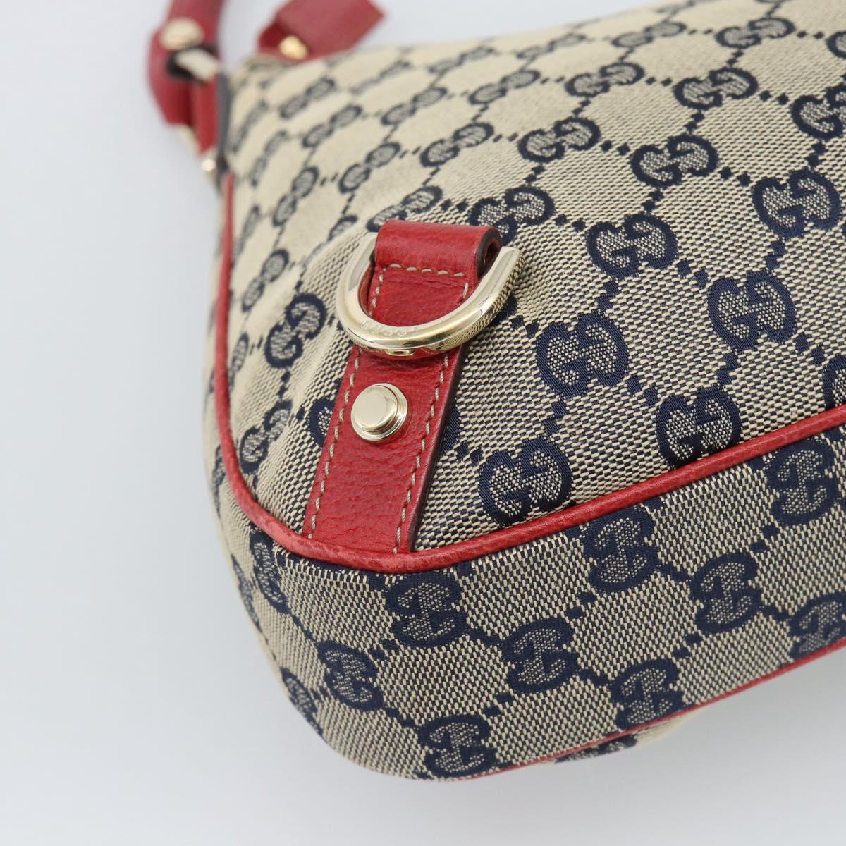GUCCI Abbey GG Canvas Shoulder Bag Navy Gold 130738 Auth 193896V