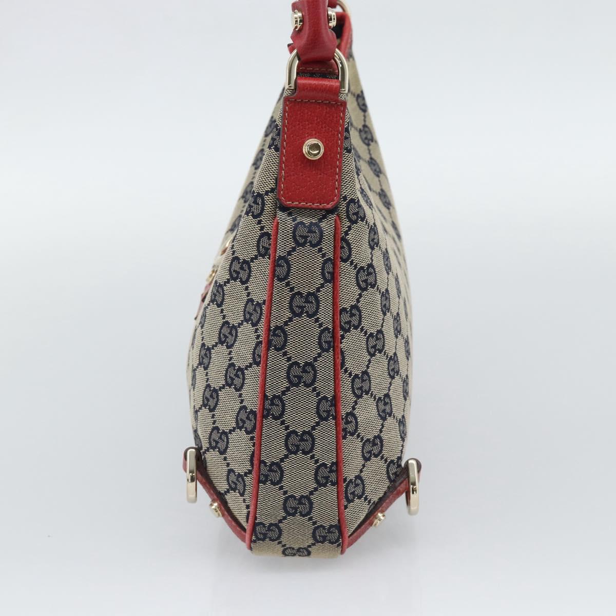 GUCCI Abbey GG Canvas Shoulder Bag Navy Gold 130738 Auth 193896V
