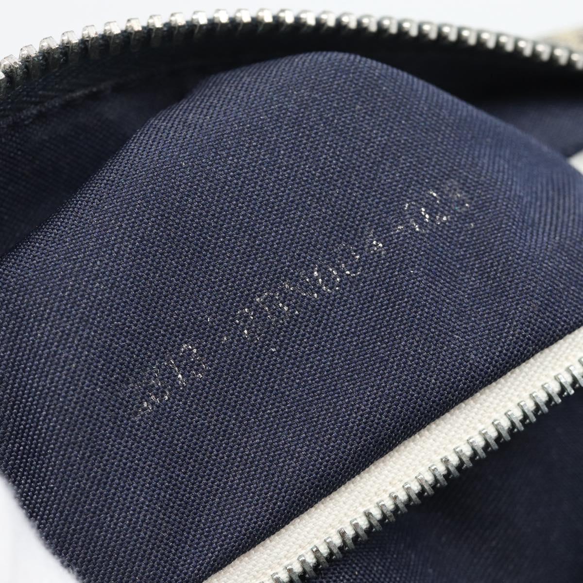FENDI Zucchino Canvas Hand Bag Navy Silver Auth 193898A