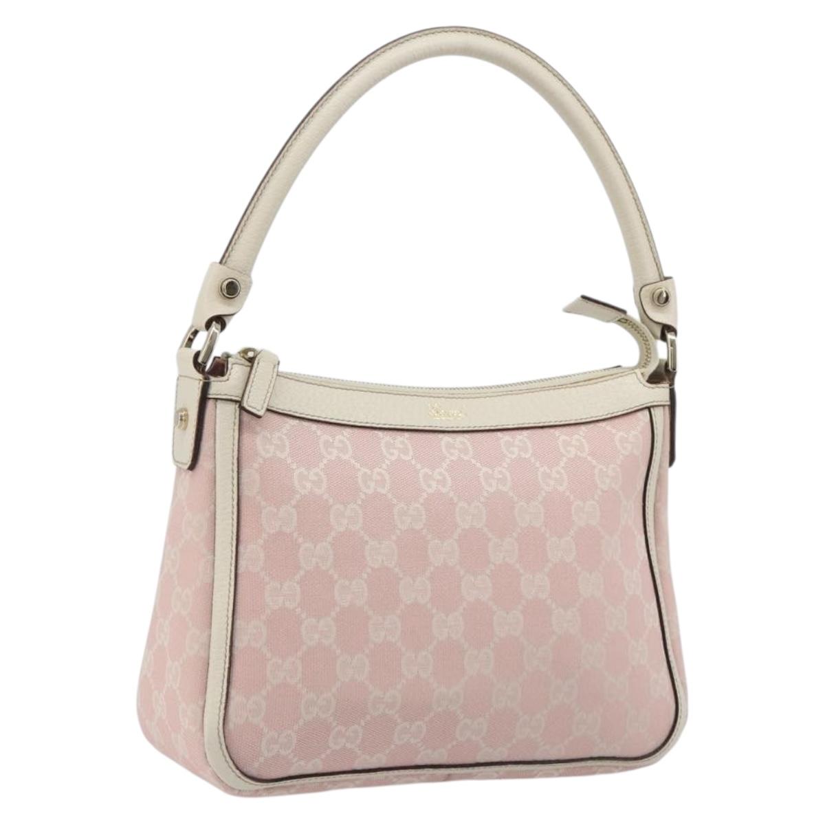 GUCCI GG Canvas Abbey Shoulder Bag Pink Gold 146244 Auth 193901A