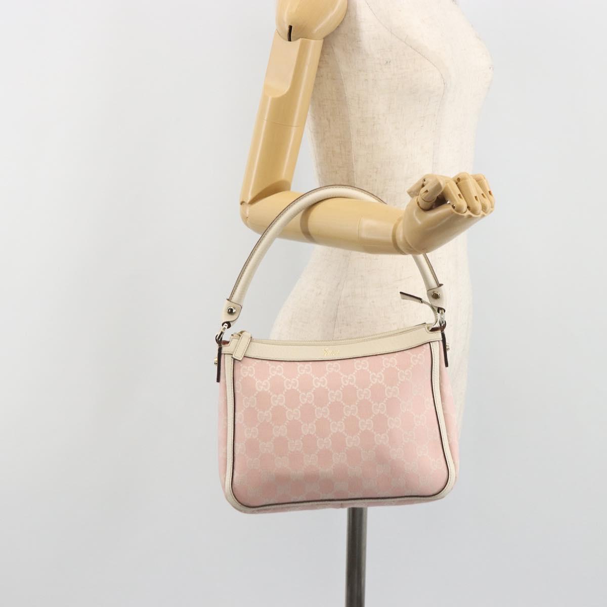 GUCCI GG Canvas Abbey Shoulder Bag Pink Gold 146244 Auth 193901A