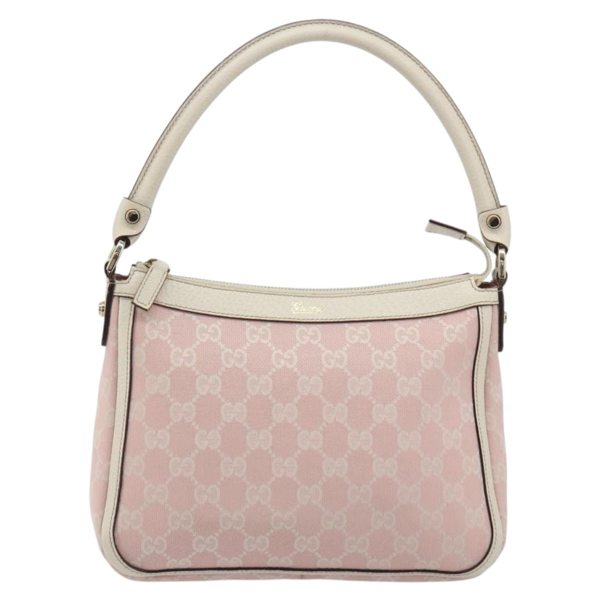 GUCCI GG Canvas Abbey Shoulder Bag Pink Gold 146244 Auth 193901A