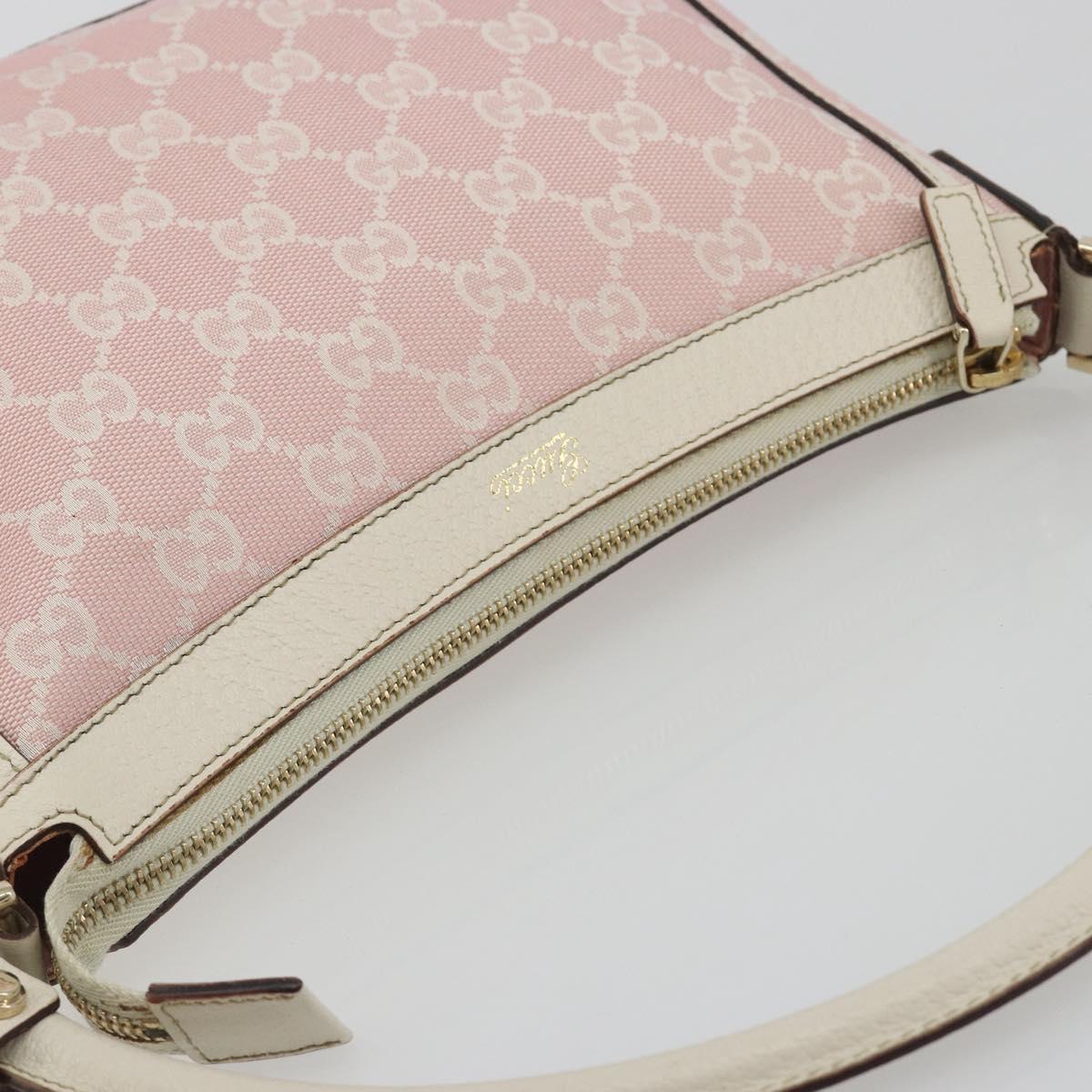 GUCCI GG Canvas Abbey Shoulder Bag Pink Gold 146244 Auth 193901A