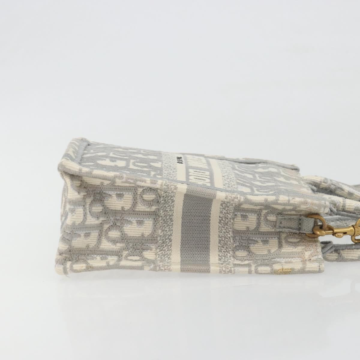 Christian Dior Trotter Canvas Book Tote Mini 2way Gray Gold Auth 193902