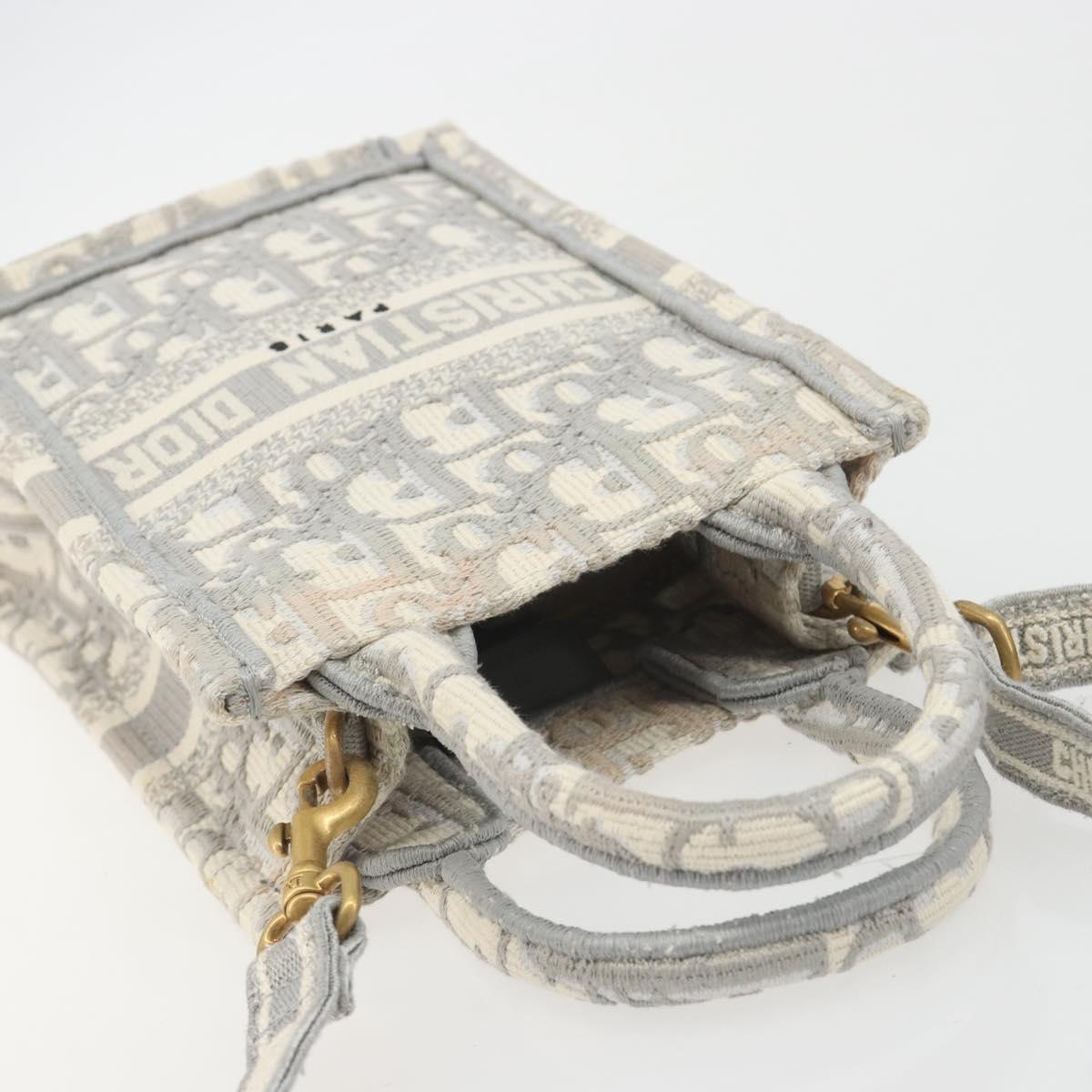 Christian Dior Trotter Canvas Book Tote Mini 2way Gray Gold Auth 193902