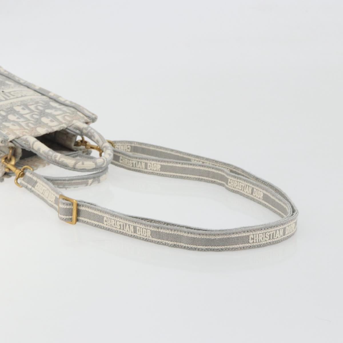 Christian Dior Trotter Canvas Book Tote Mini 2way Gray Gold Auth 193902