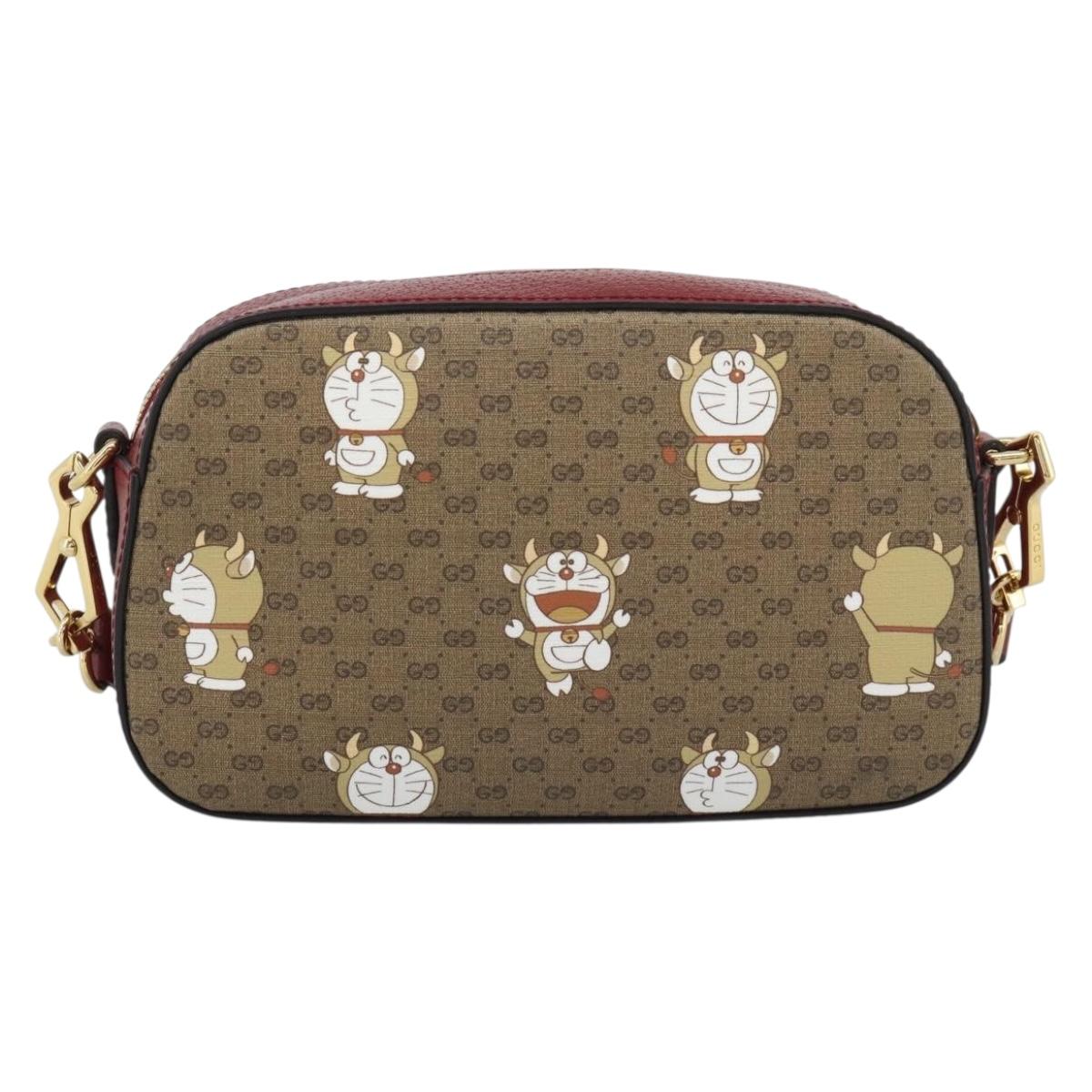 GUCCI Micro GG Supreme Doraemon Collaboration Bag PVC Beige 574886 Auth 193906SAM