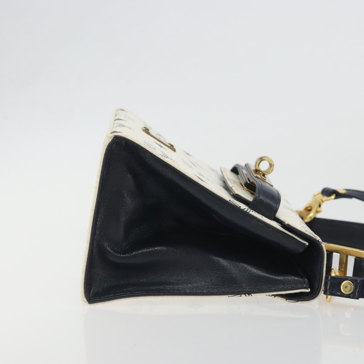 MCM Vicetos Logogram Hand Bag PVC Leather 2way White Gold Auth 193908