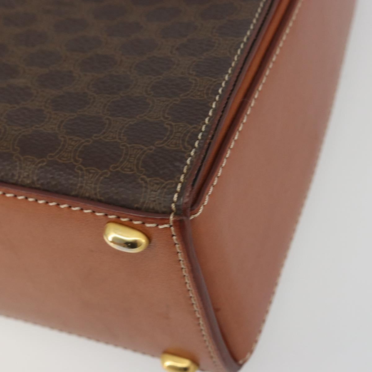 CELINE Macadam Canvas Hand Bag PVC Leather 2way Brown Gold Auth 193909A