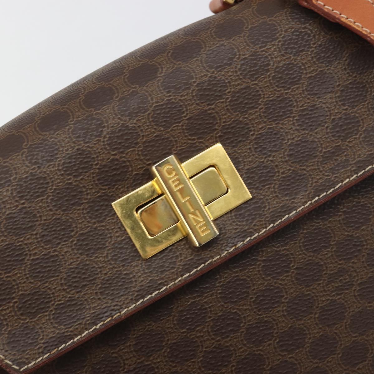 CELINE Macadam Canvas Hand Bag PVC Leather 2way Brown Gold Auth 193909A