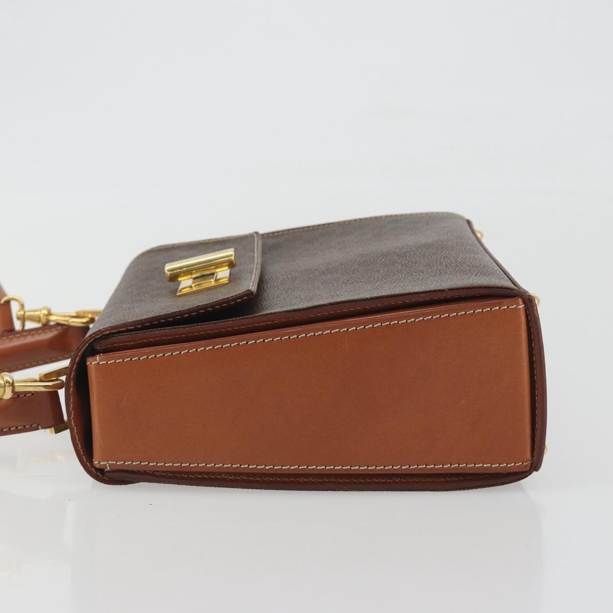CELINE Macadam Canvas Hand Bag PVC Leather 2way Brown Gold Auth 193909A
