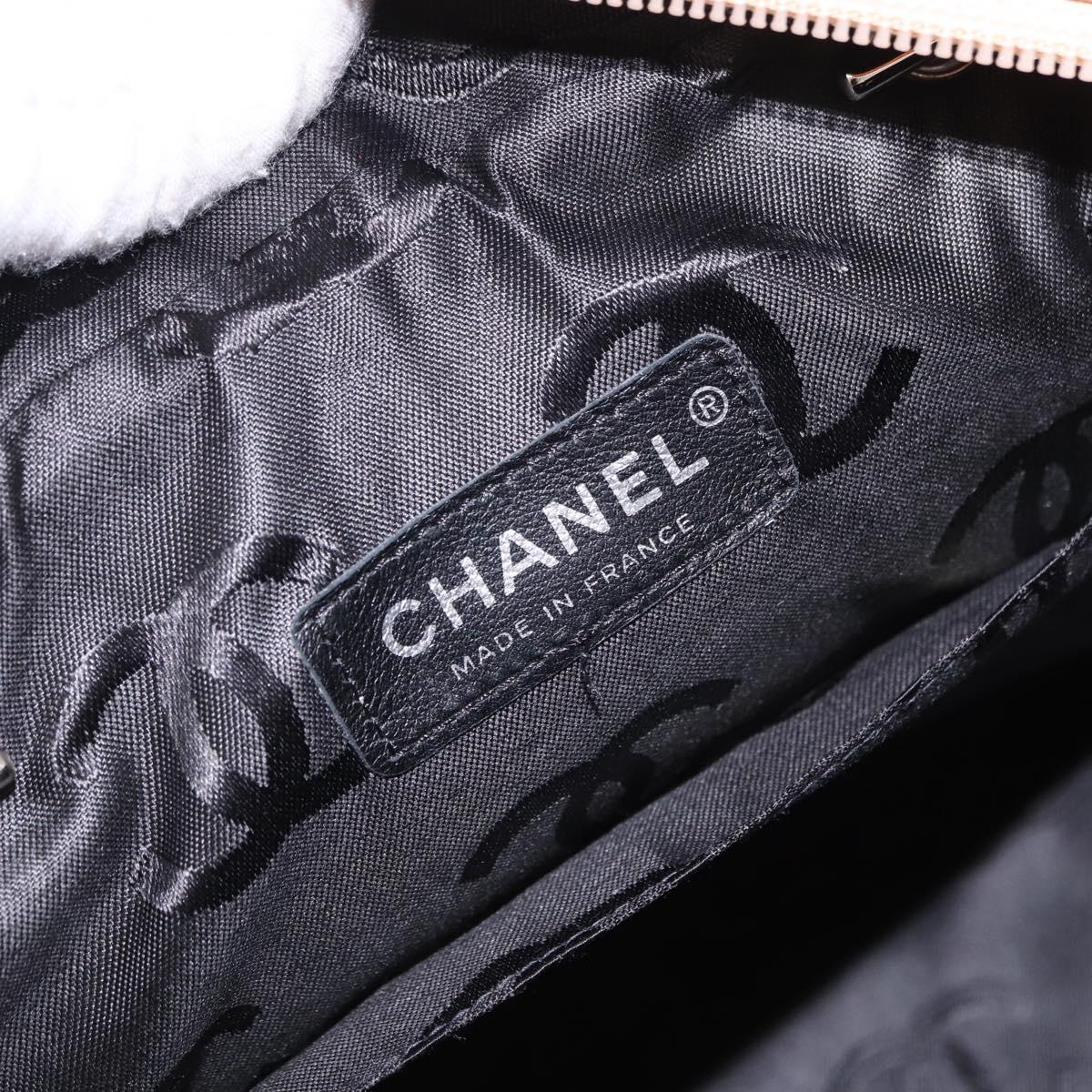 CHANEL Cambon Line Matelasse Boston Bag Leather Pink Silver CC Auth 193910SAV