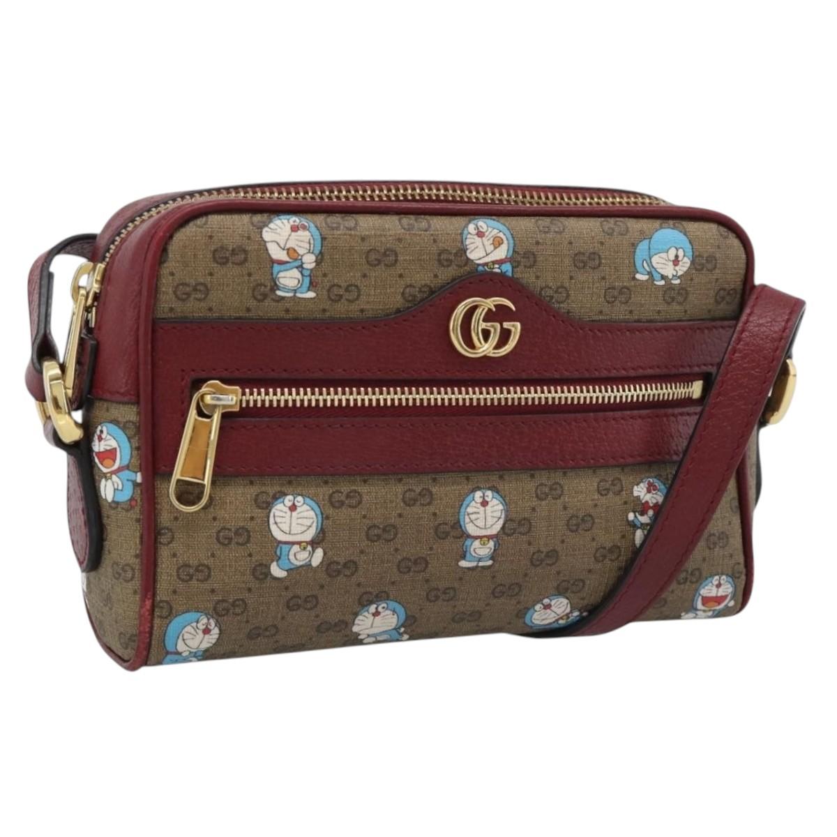 GUCCI Micro GG Supreme Doraemon Collaboration PVC Beige Gold 647784 Auth 193911M