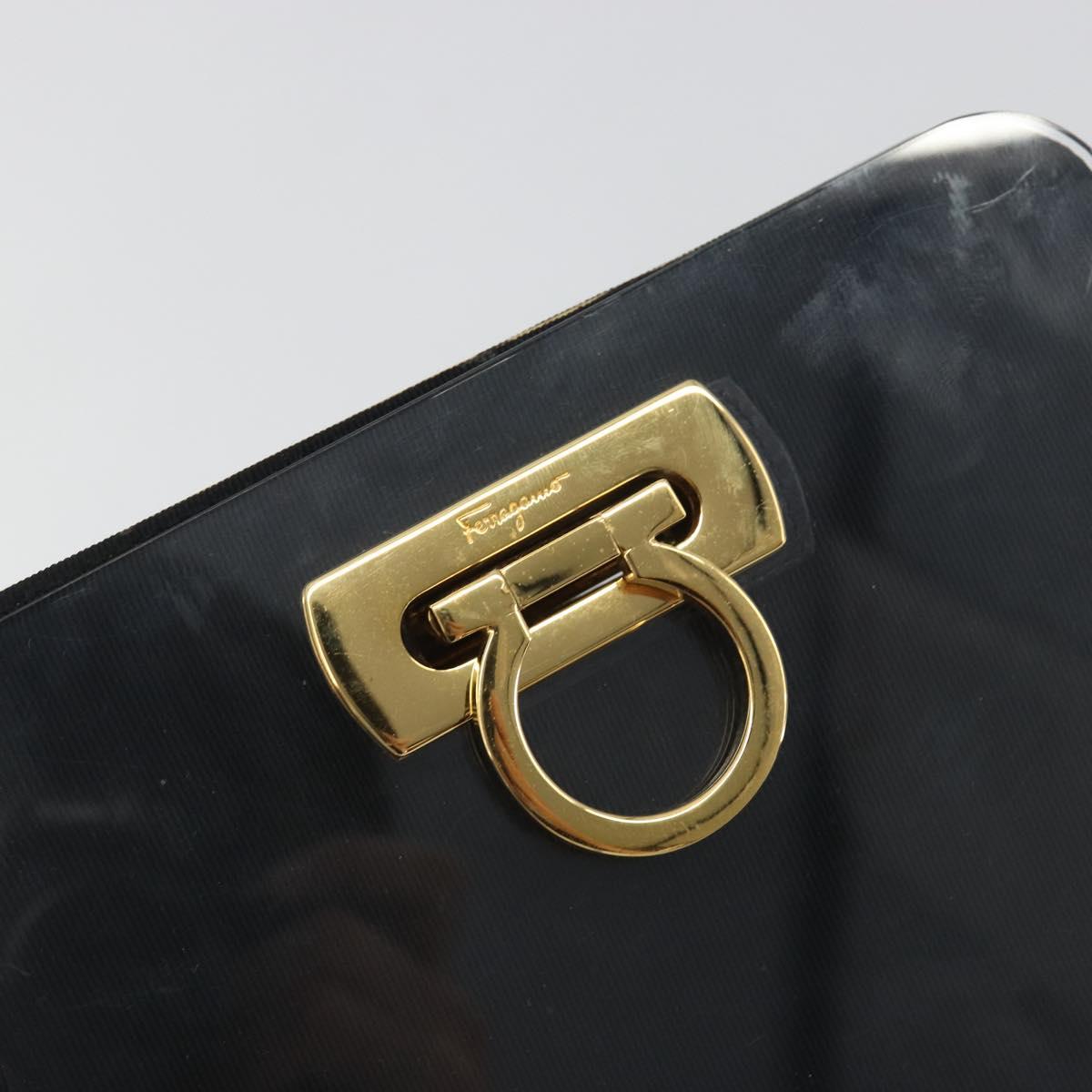 Salvatore Ferragamo Gancini Chain Shoulder Bag plastic Clear Gold Auth 193918A
