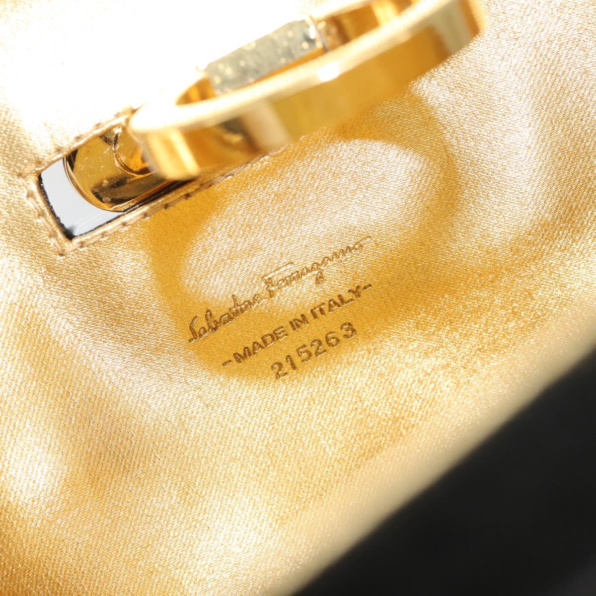 Salvatore Ferragamo Gancini Chain Shoulder Bag plastic Clear Gold Auth 193918A