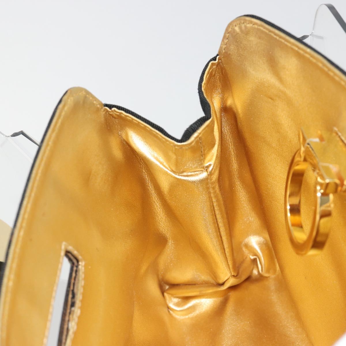 Salvatore Ferragamo Gancini Chain Shoulder Bag plastic Clear Gold Auth 193918A