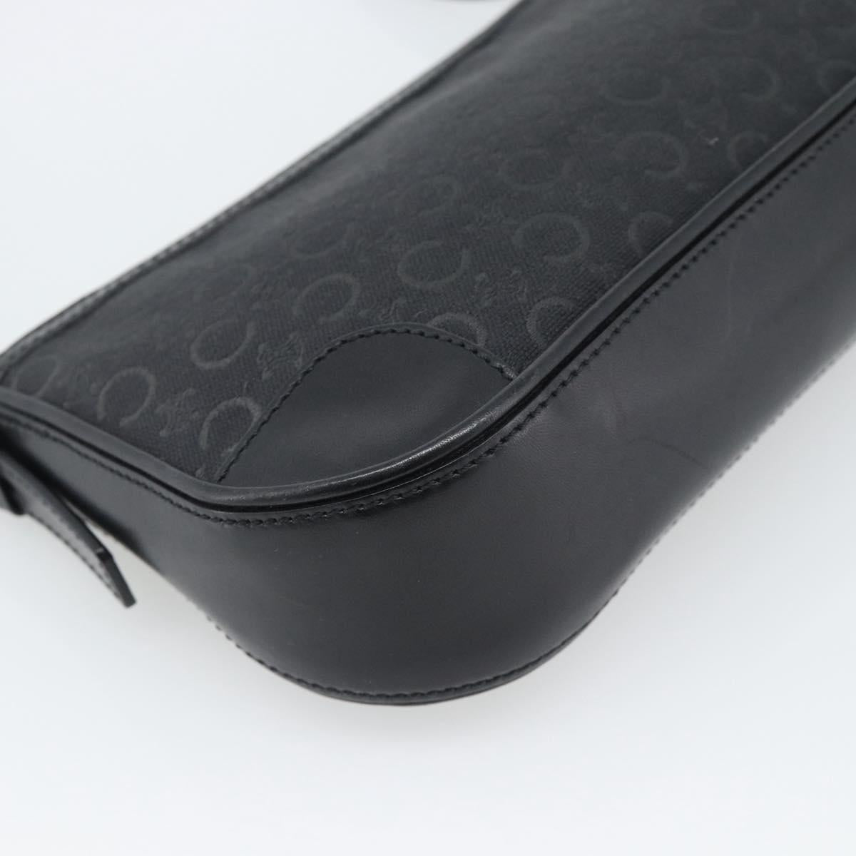 CELINE C Macadam Canvas Shoulder Bag Black Silver Auth 193919A