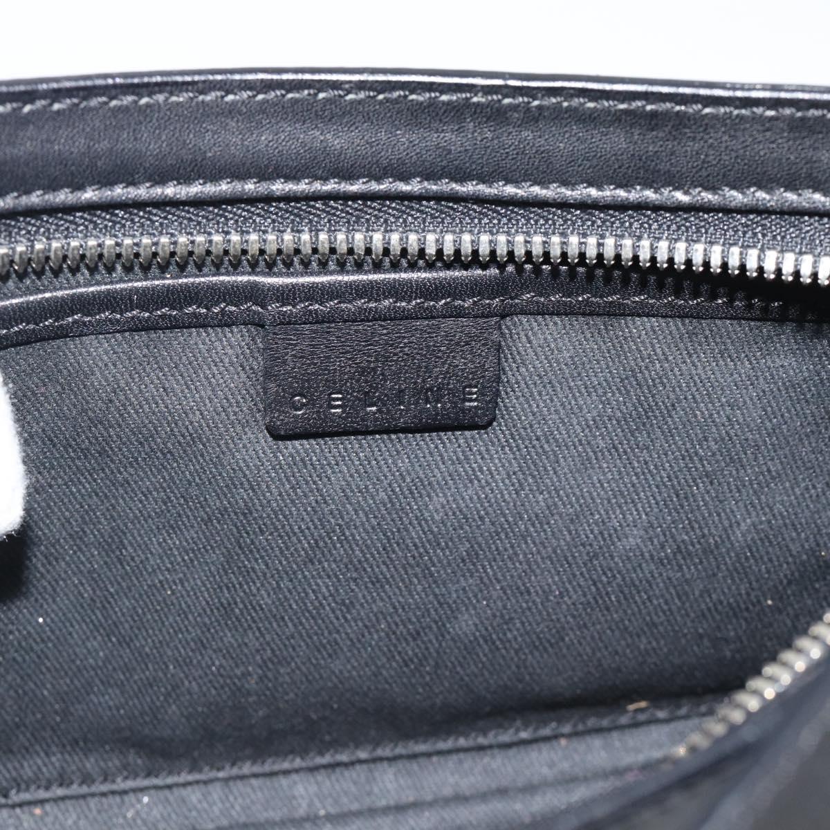 CELINE C Macadam Canvas Shoulder Bag Black Silver Auth 193919A