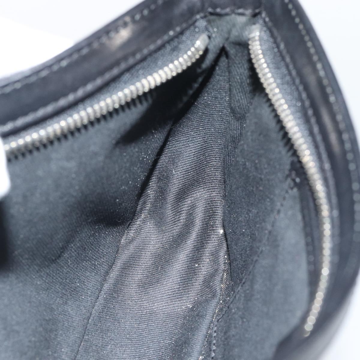 CELINE C Macadam Canvas Shoulder Bag Black Silver Auth 193919A