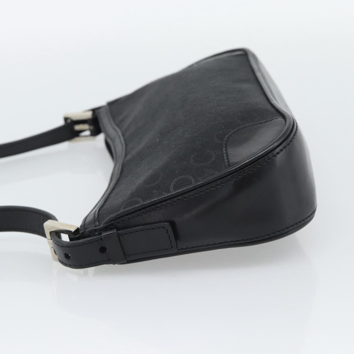 CELINE C Macadam Canvas Shoulder Bag Black Silver Auth 193919A