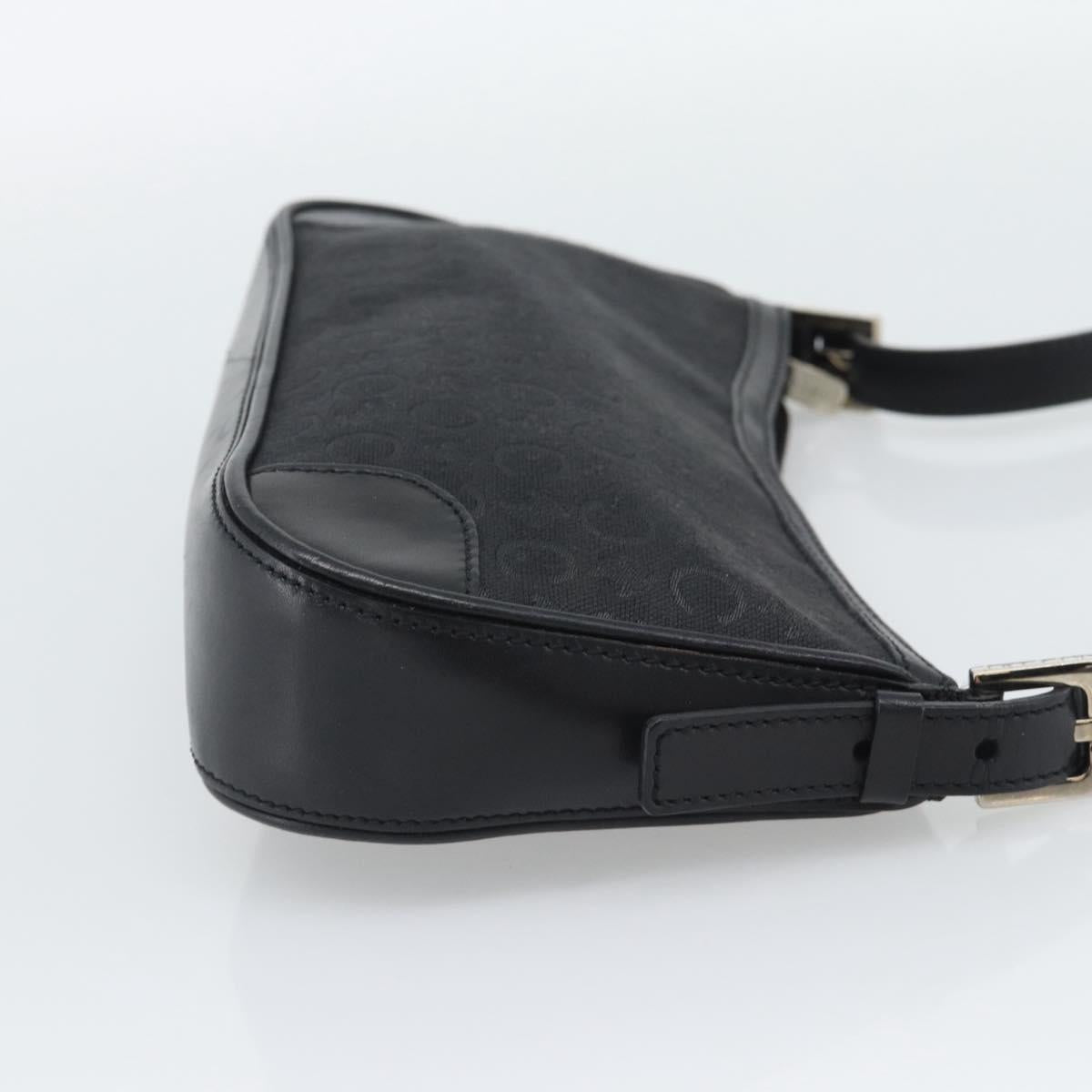 CELINE C Macadam Canvas Shoulder Bag Black Silver Auth 193919A