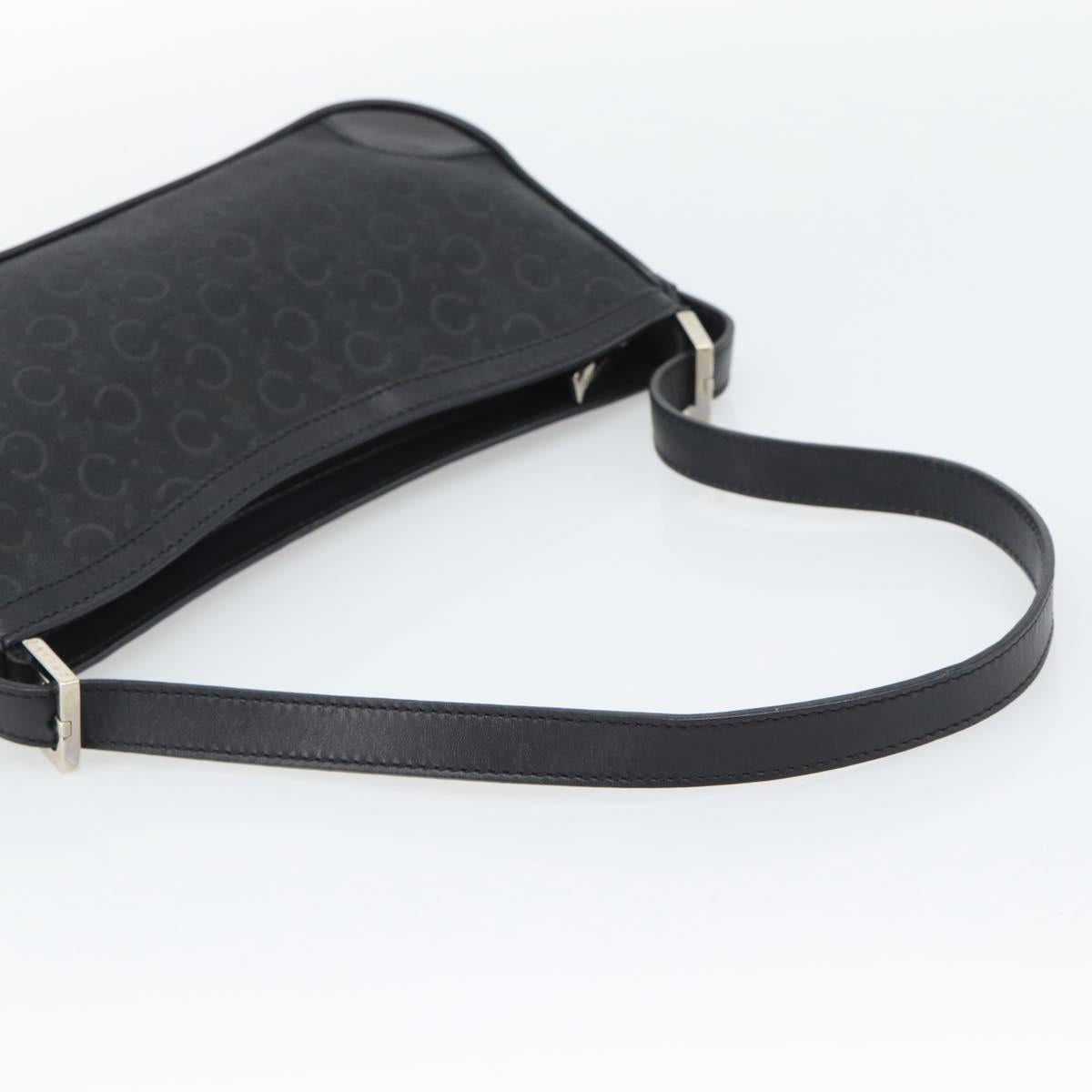CELINE C Macadam Canvas Shoulder Bag Black Silver Auth 193919A