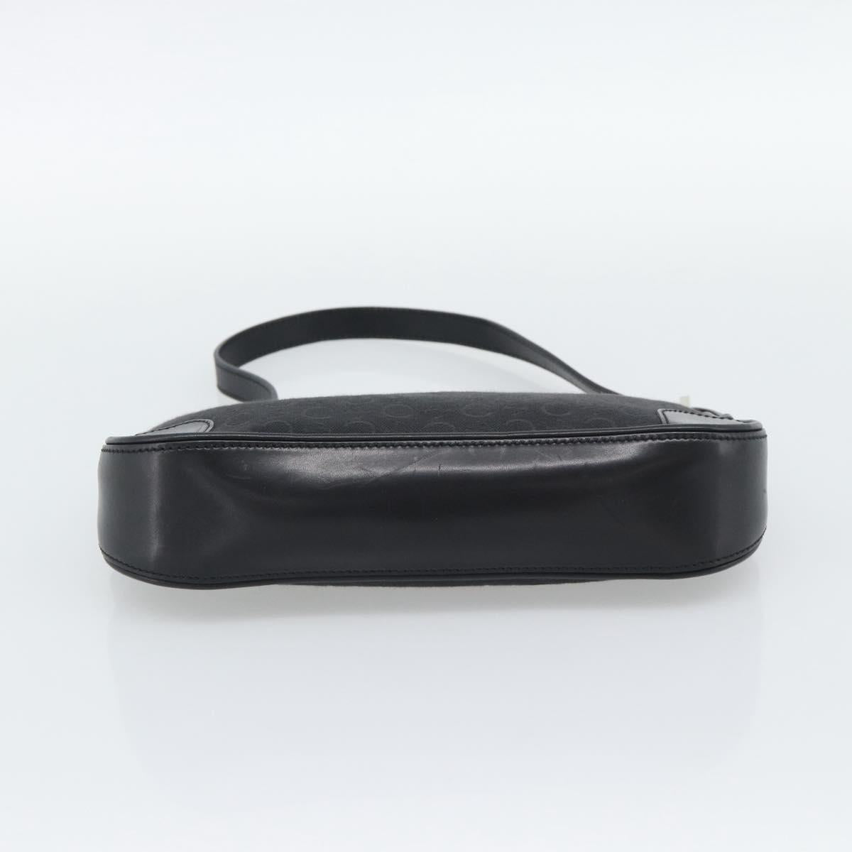 CELINE C Macadam Canvas Shoulder Bag Black Silver Auth 193919A