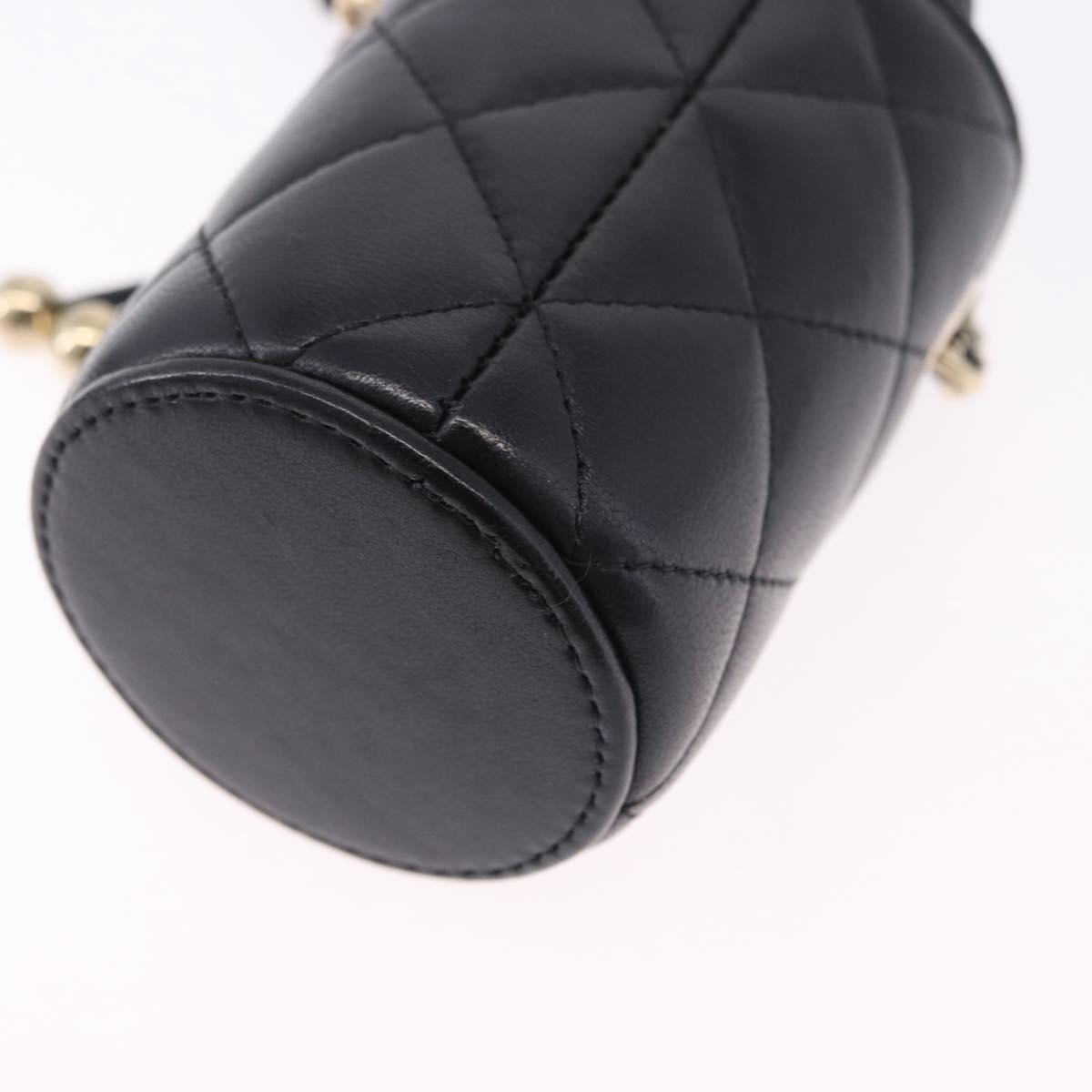 CHANEL Matelasse Chain Shoulder Pouch Lamb Skin Black Gold CC Auth 193920SAM