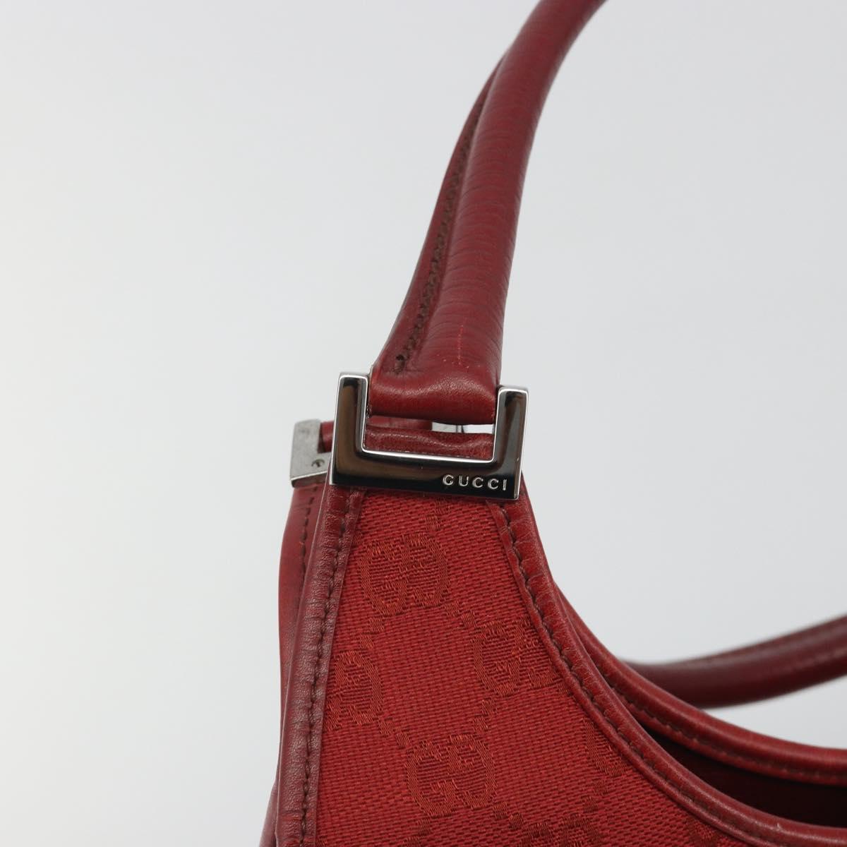 GUCCI GG Canvas Jackie Hand Bag Red Silver 01719 Auth 193924A