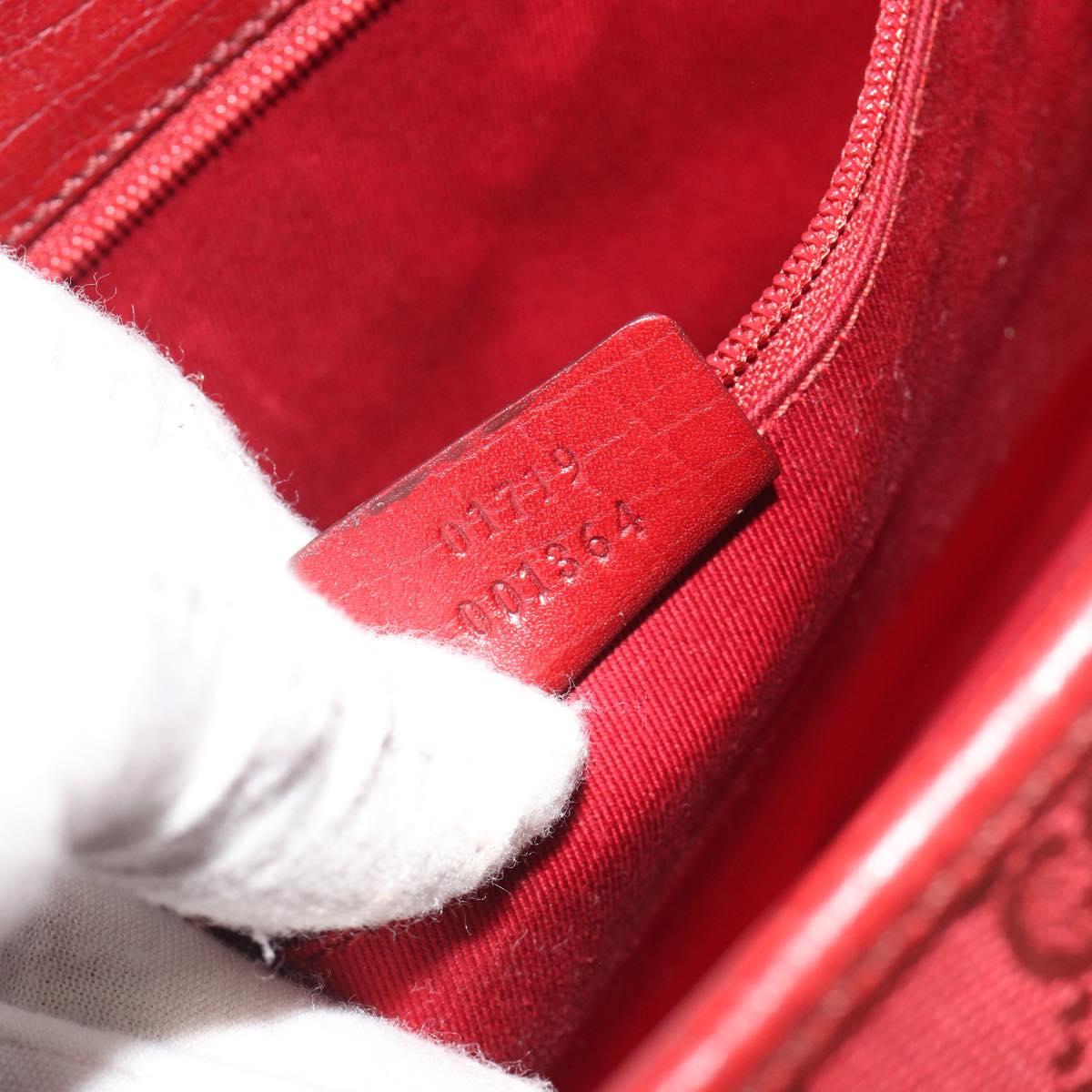 GUCCI GG Canvas Jackie Hand Bag Red Silver 01719 Auth 193924A