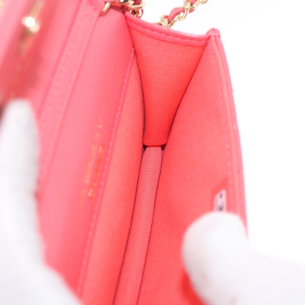 CHANEL Mini Matelasse 12 Chain Shoulder Bag Leather Pink Gold CC Auth 193927M