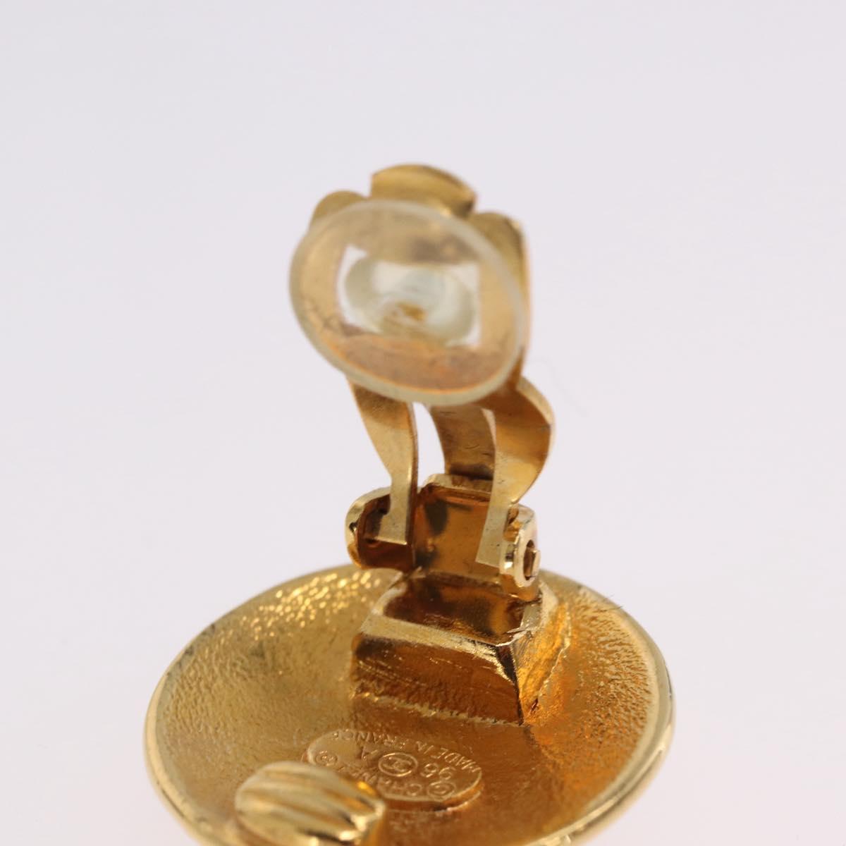CHANEL COCO Mark Earring Metal Gold Tone CC Auth 193928V