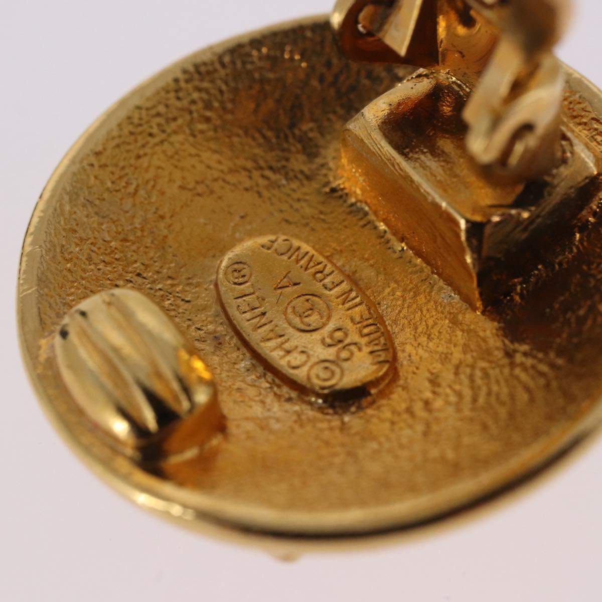CHANEL COCO Mark Earring Metal Gold Tone CC Auth 193928V