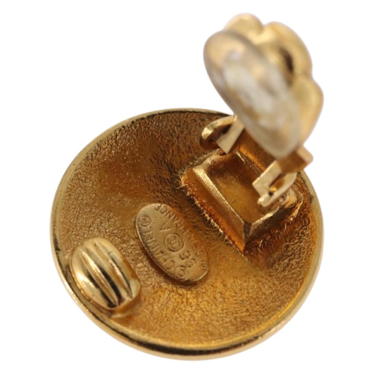 CHANEL COCO Mark Earring Metal Gold Tone CC Auth 193928V