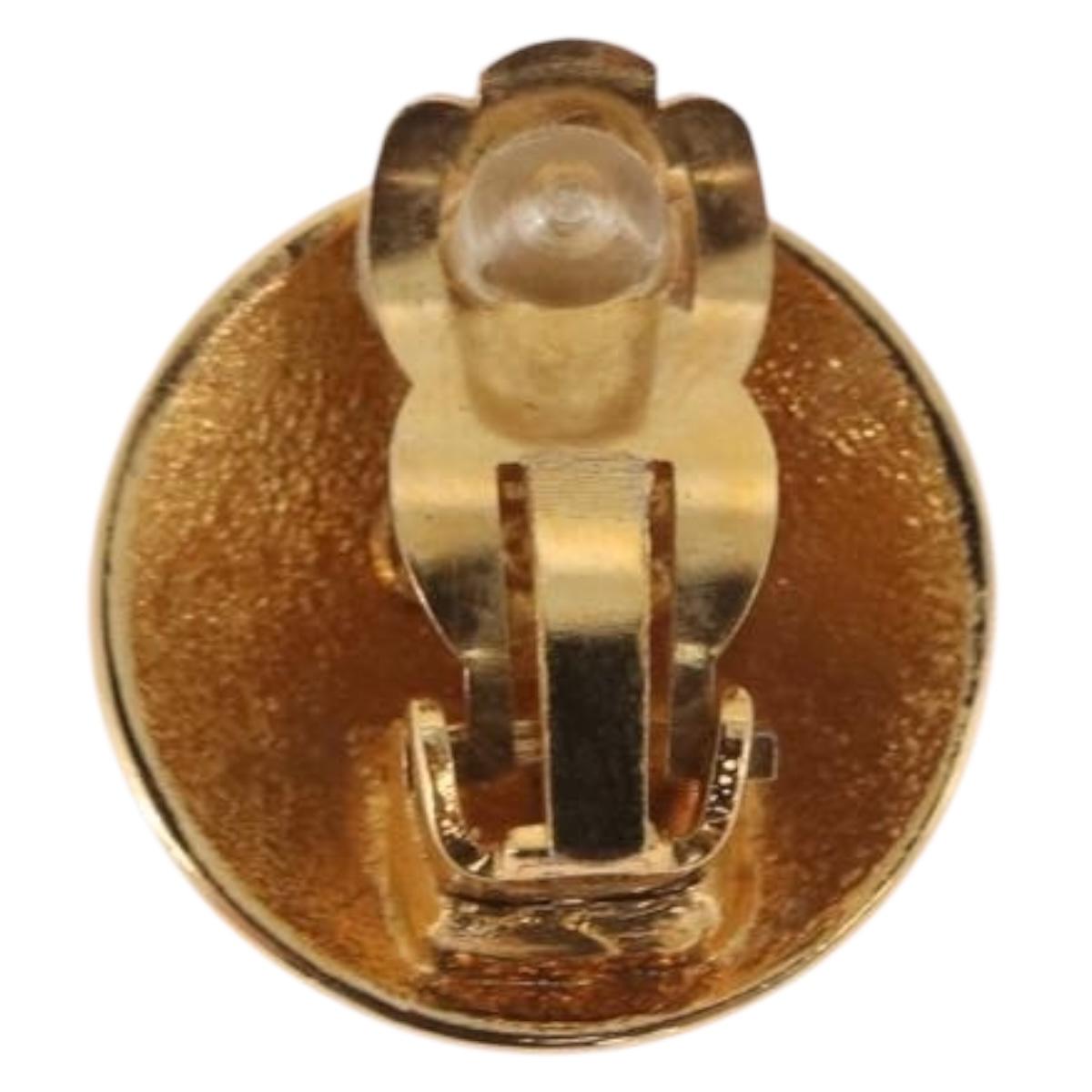 CHANEL COCO Mark Earring Metal Gold Tone CC Auth 193928V