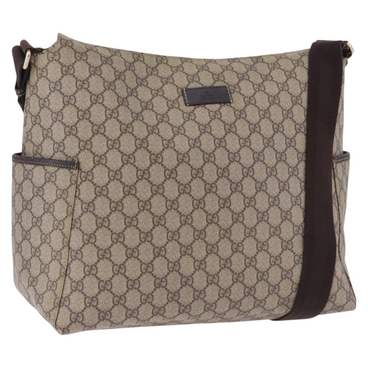GUCCI GG Supreme Shoulder Bag PVC Beige Gold 201767 Auth 193950