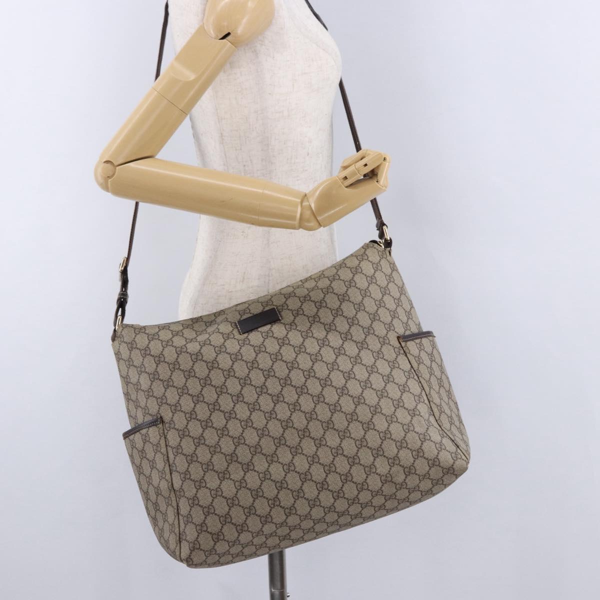 GUCCI GG Supreme Shoulder Bag PVC Beige Gold 201767 Auth 193950