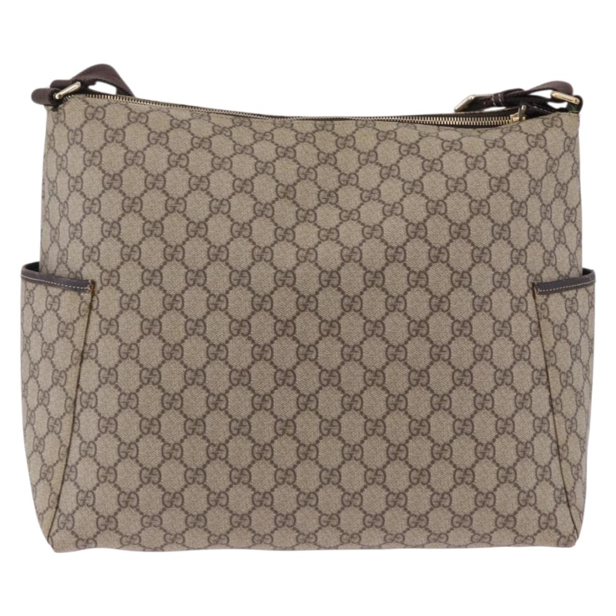 GUCCI GG Supreme Shoulder Bag PVC Beige Gold 201767 Auth 193950