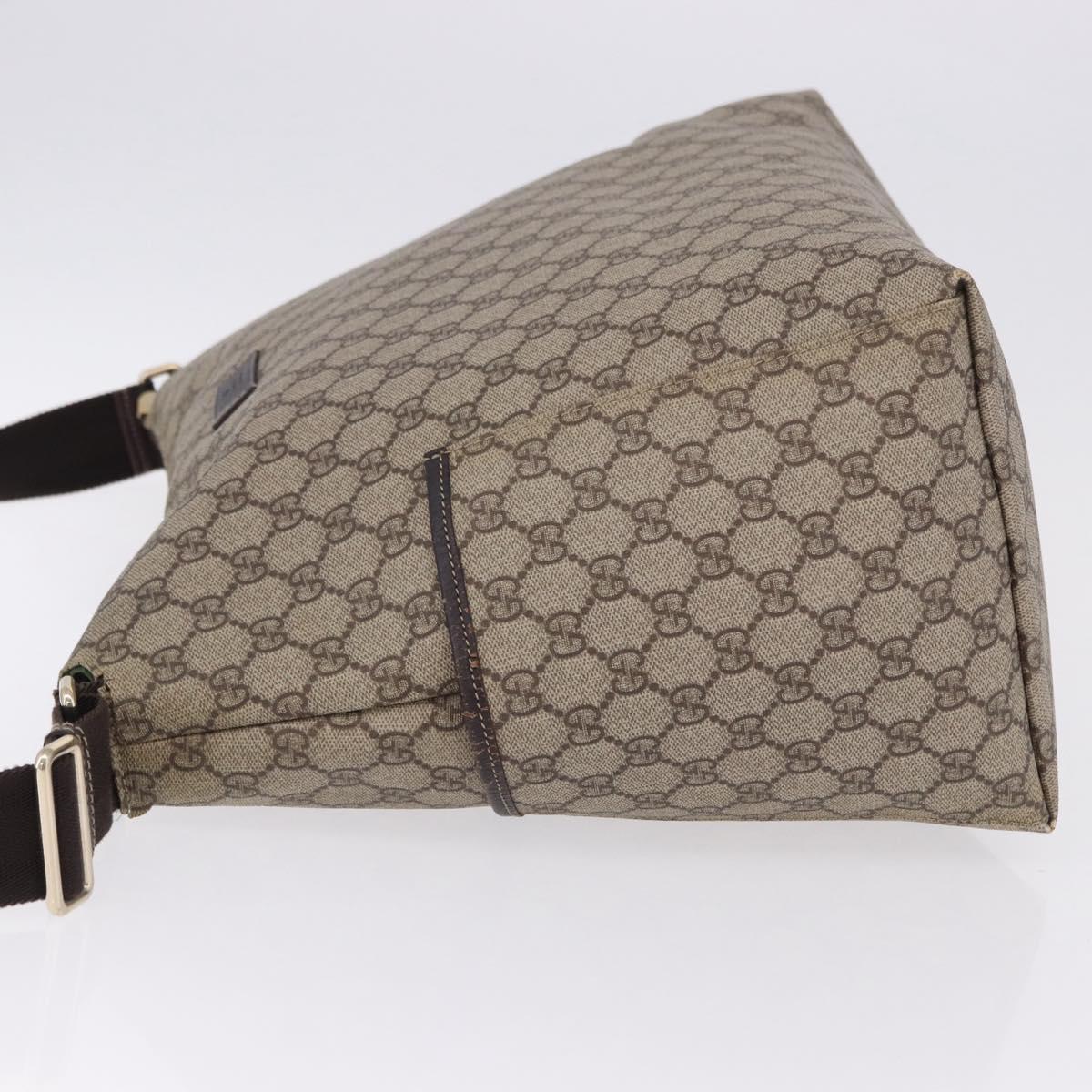 GUCCI GG Supreme Shoulder Bag PVC Beige Gold 201767 Auth 193950