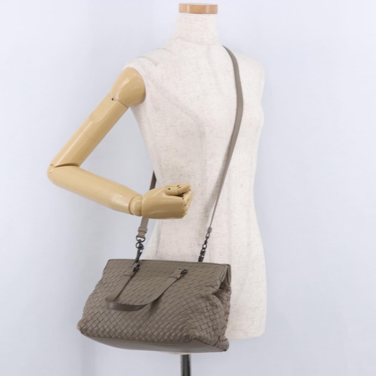 BOTTEGA VENETA INTRECCIATO Hand Bag Leather 2way Gray Auth 193957