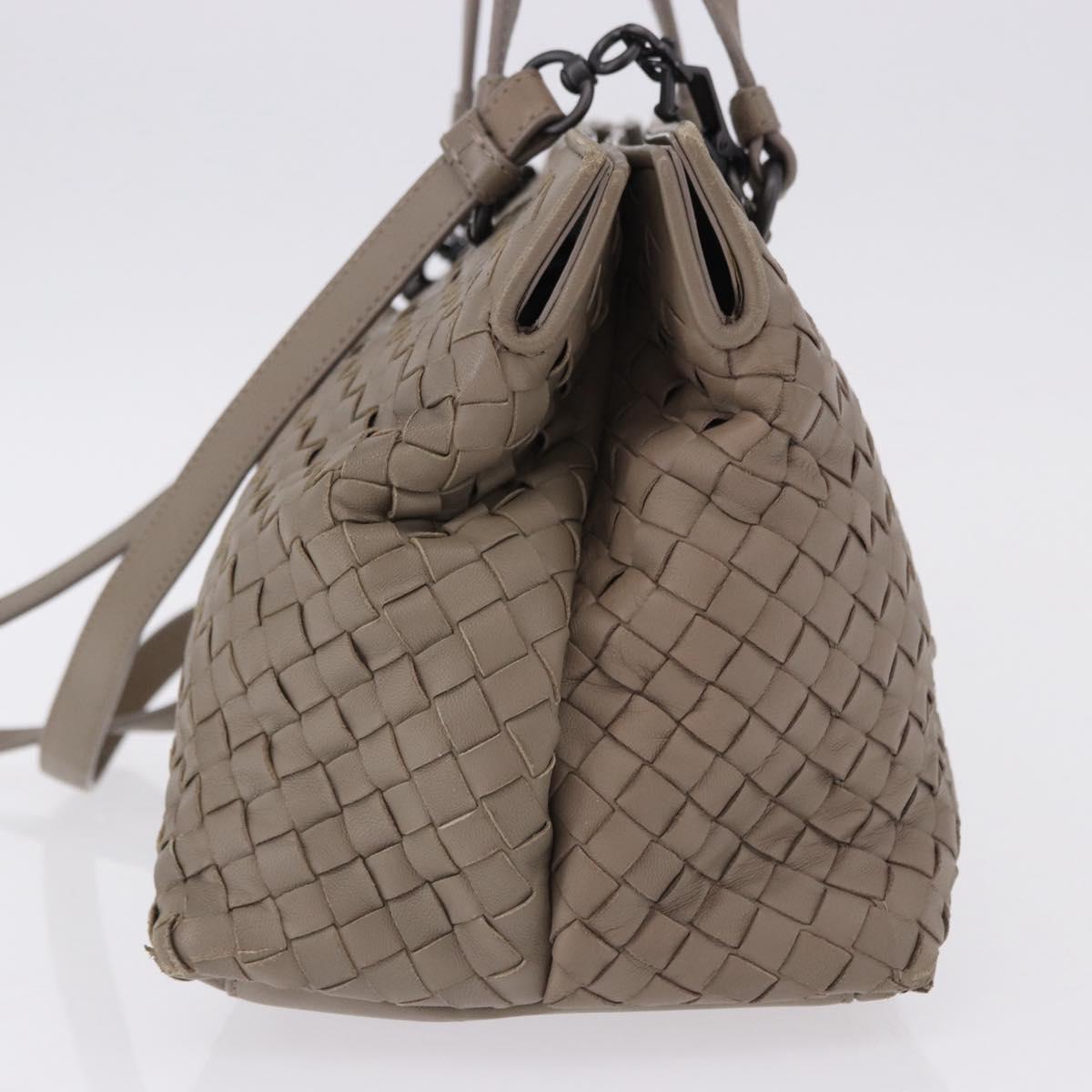 BOTTEGA VENETA INTRECCIATO Hand Bag Leather 2way Gray Auth 193957