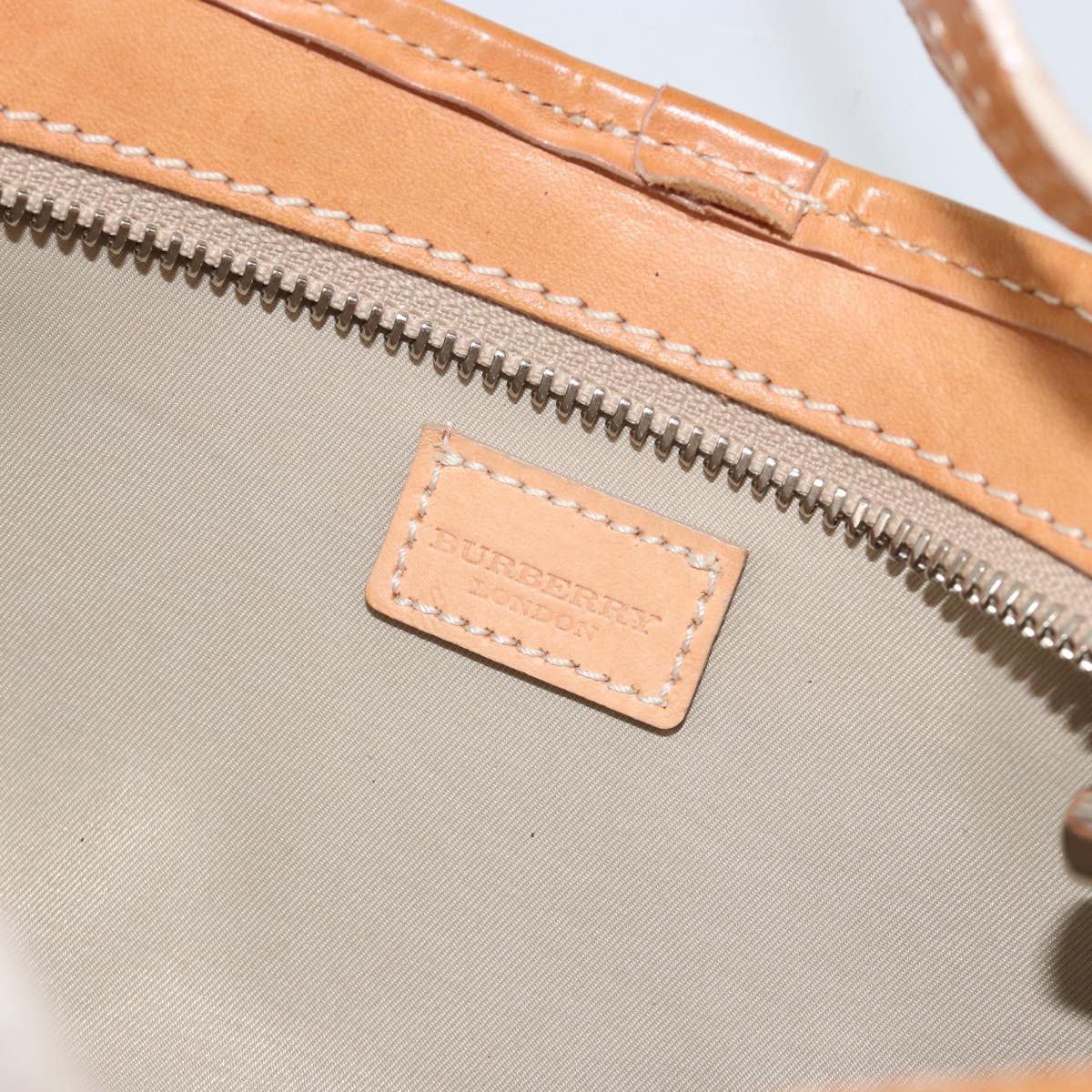 BURBERRY Nova Check Hand Bag PVC Light Blue Silver Auth 193958A