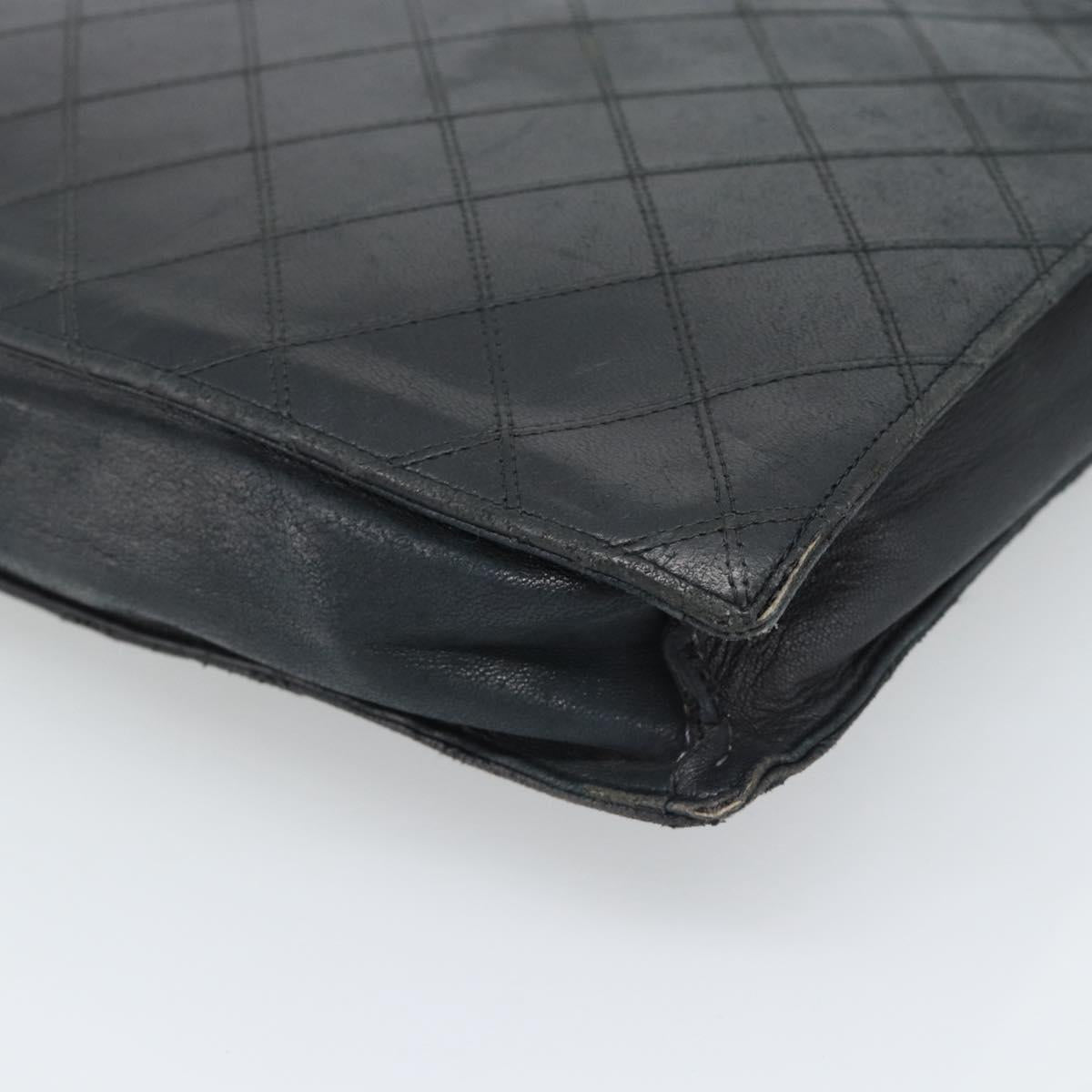 CHANEL Bicolore Clutch Bag Lamb Skin Black Gold CC Auth 193959