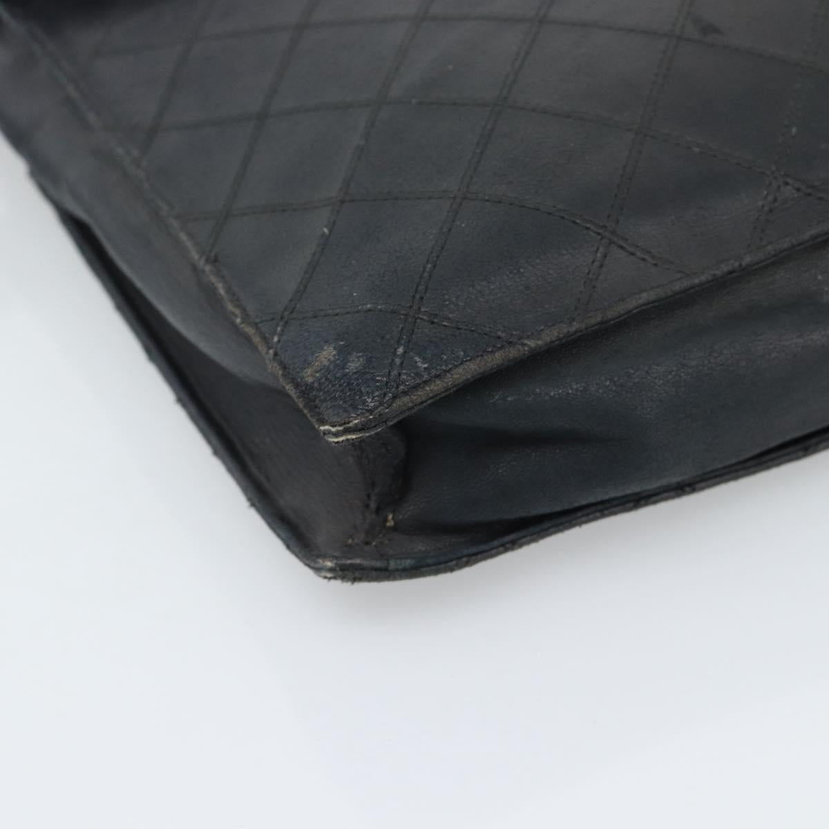 CHANEL Bicolore Clutch Bag Lamb Skin Black Gold CC Auth 193959