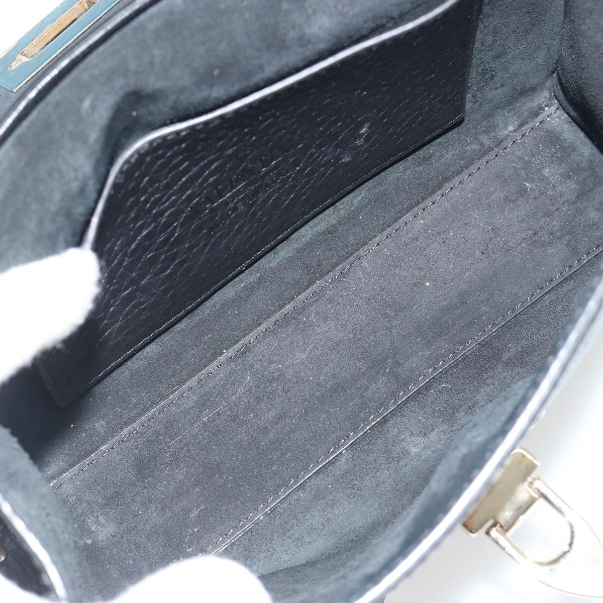 VALENTINO Studs Shoulder Bag Leather Black Gold Auth 193963A