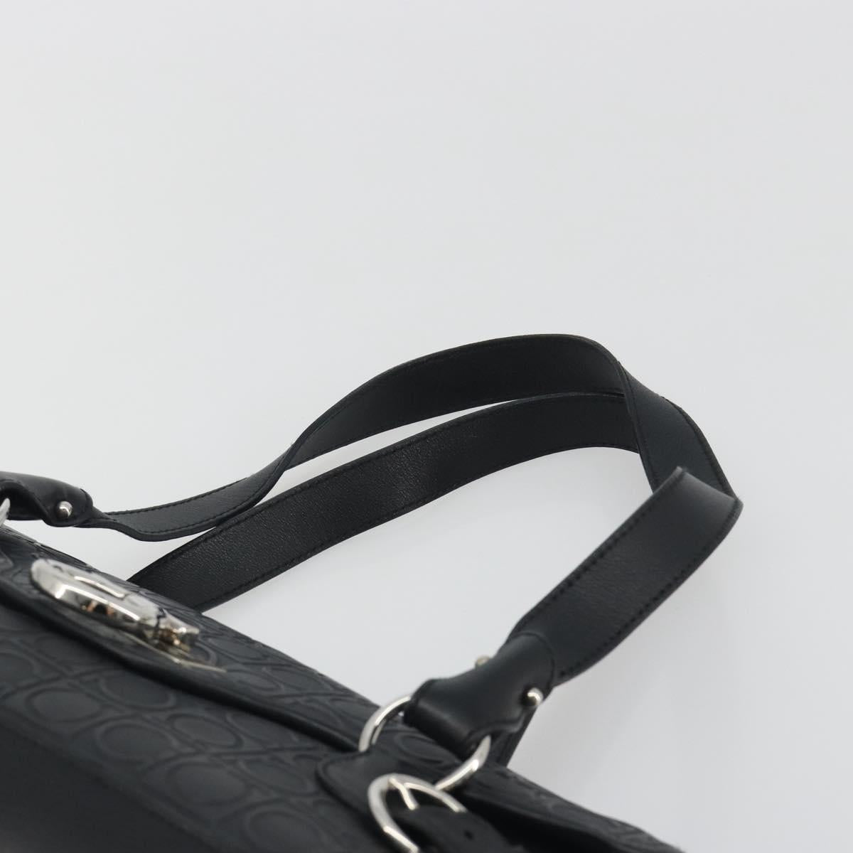 Salvatore Ferragamo Gancini Shoulder Bag Leather Black Silver Auth 193966A
